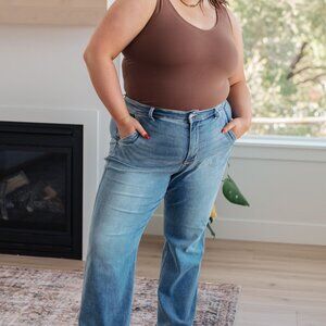 Hazel Blues® | Mindy Mid Rise Wide Leg Jeans